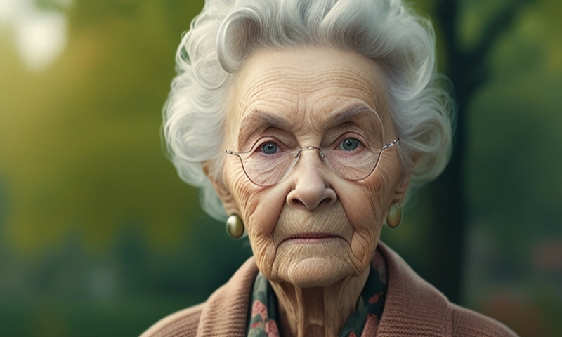 Lonely sad elderly woman grandmother