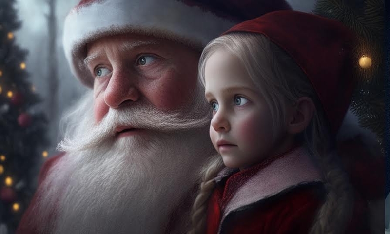 Girl and Santa Claus