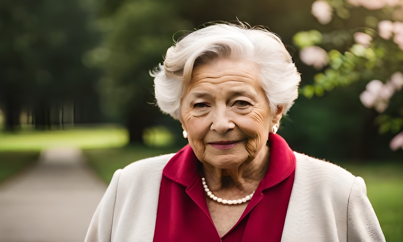 Beautiful elderly woman in the park