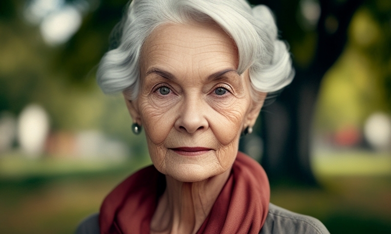 Gray-haired elderly woman mother